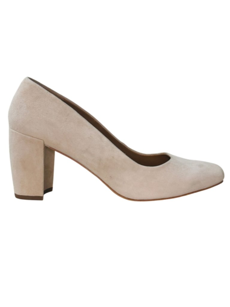 H By Halston Pink Suede Chunky Heels